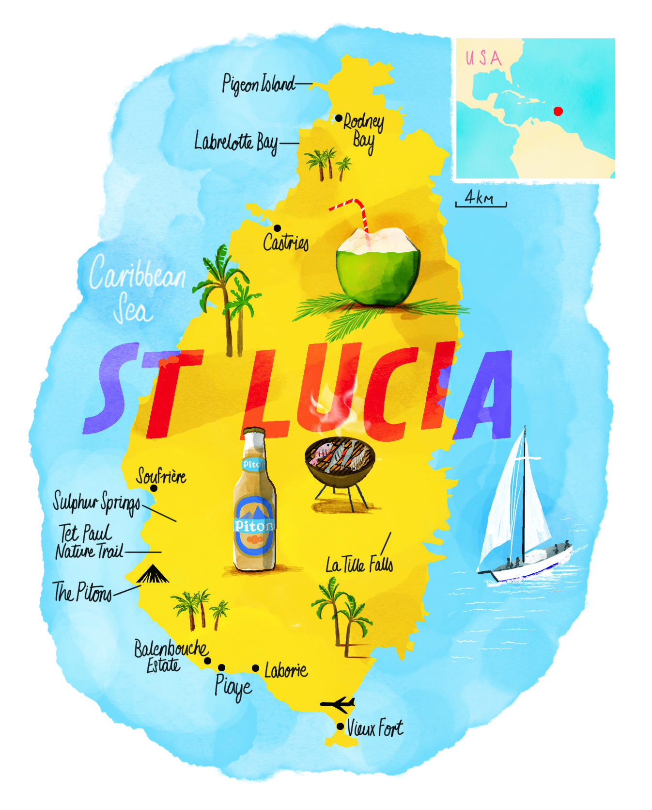 Saint Lucia Map
